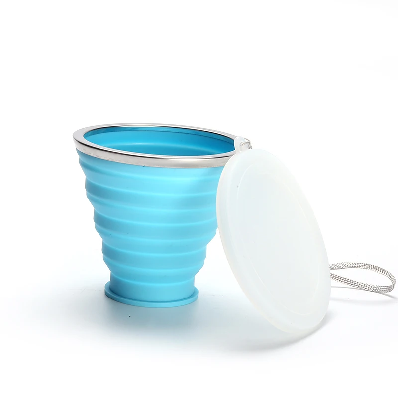 

180ml Portable Silicone Retractable Folding Cup With Lid Telescopic Collapsible Drinking Cup Outdoor Travel Camping Water Cup