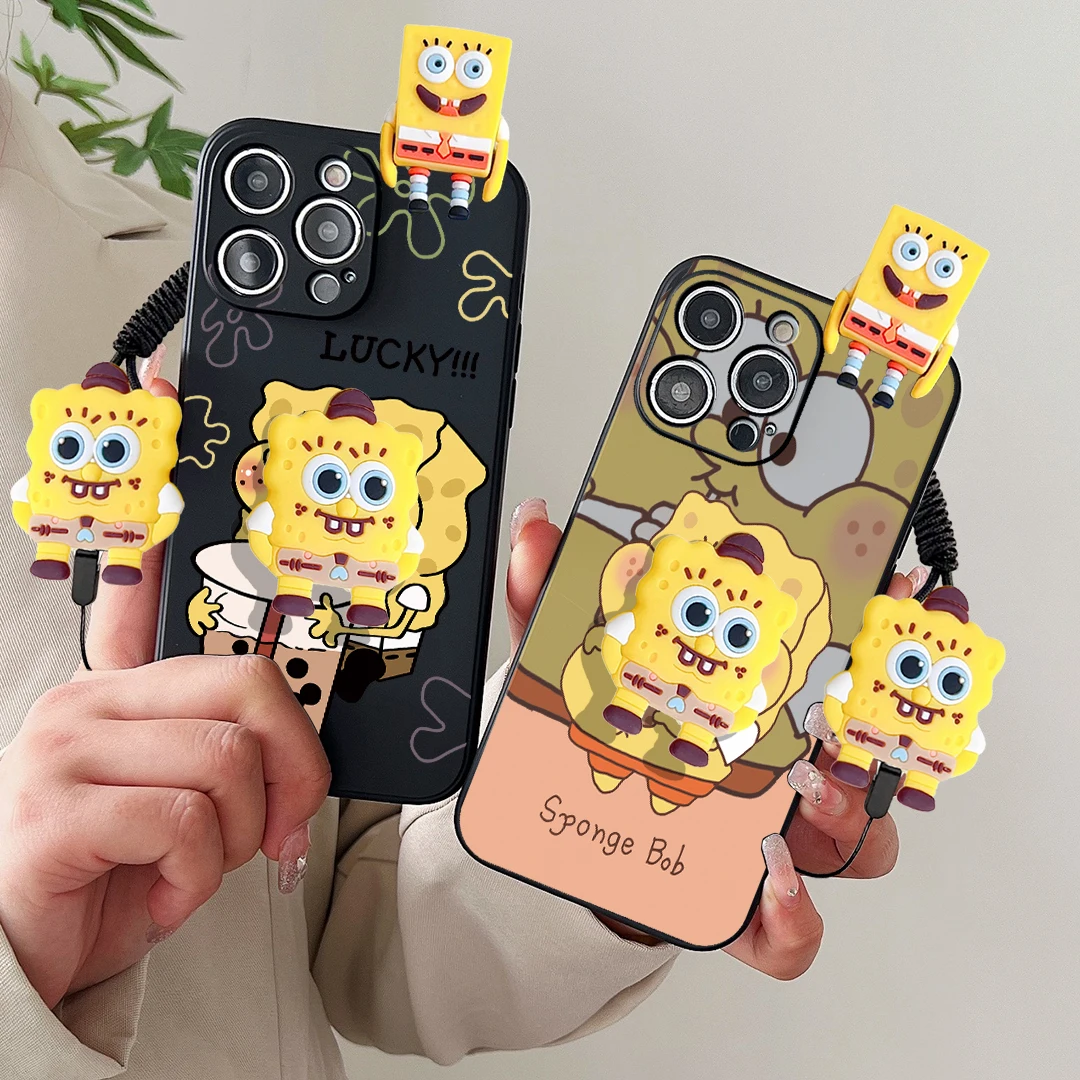 For Samsung Galaxy S7 S8 S9 S10 S20 S21 S22 S23 S24 Plus Ultra FE Milk Tea Sponge Case With Holder Rope