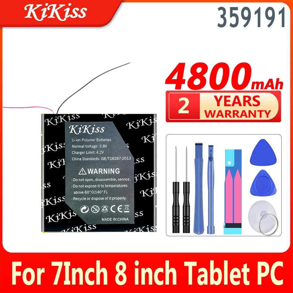 

4800mAh KiKiss 100% New Battery 359191 For 7 inch 8 inch Tablet PC Accumulator with 2 Wires Laptop Batteries