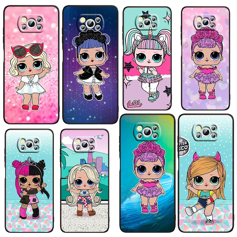 

Cartoon Cute Surprise Doll Phone Case For Xiaomi Civi Mi Poco X4 X3 NFC F4 F3 GT M4 M3 M2 X2 F2 Pro C3 4G 5G Black TPU Fundas
