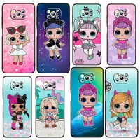 cartoon cute surprise doll phone case for xiaomi civi mi poco x4 x3 nfc f4 f3 gt m4 m3 m2 x2 f2 pro c3 4g 5g black tpu fundas