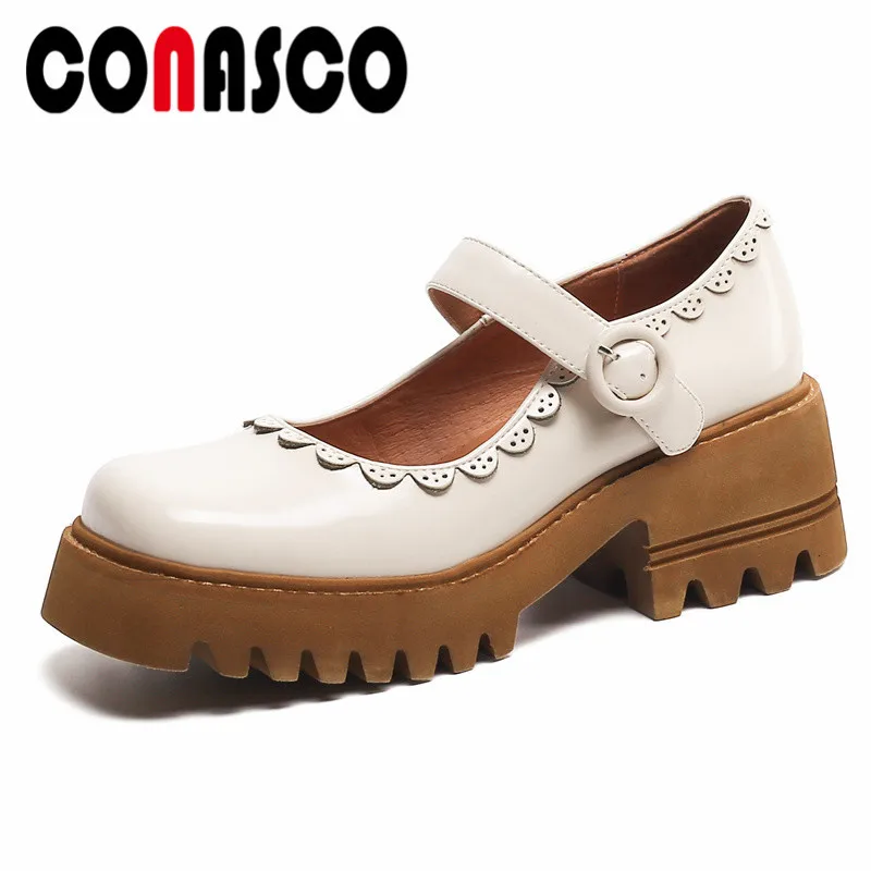 

Новые милые женские туфли CONASCO из коровьей лакированной кожи на весну и лето, офисные Повседневные базовые туфли для женщин, классические ту...