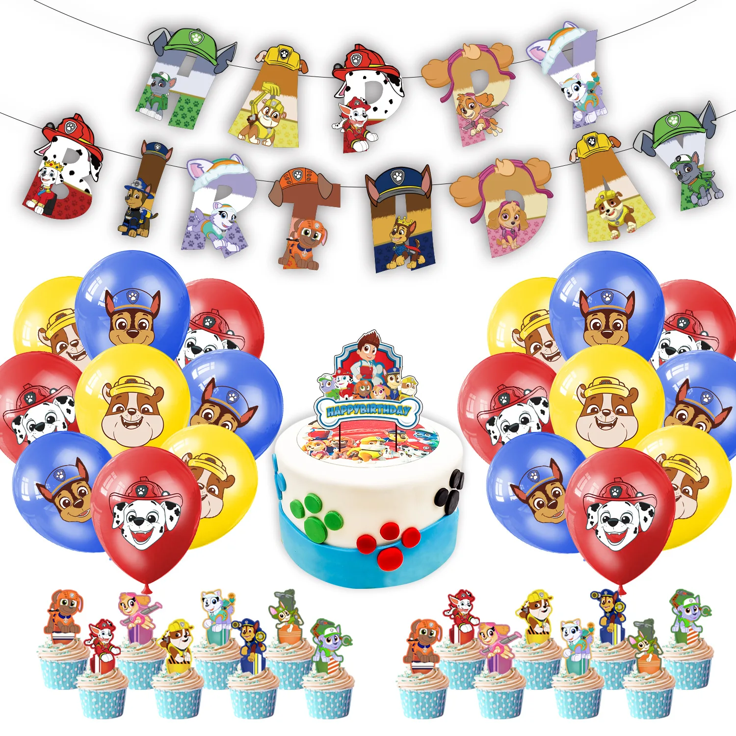 

Paw Patrol Cartoon Theme Party Supplies Banner Cake Topper Balloons Set Children's Birthday Party Decoration Site layout