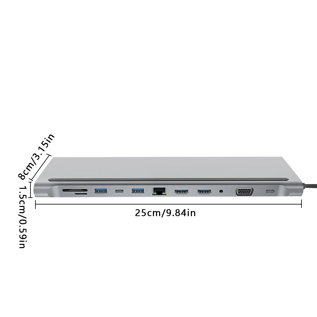 

USB-хаб 12 в 1 с Type C на USB 3 0, кардридер, двойной адаптер 4K RJ45 VGA, Двойная док-станция для MacBook Pro