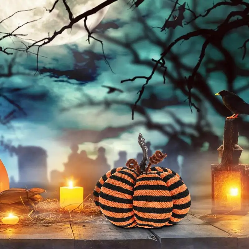 Плюшевая мягкая и пушистая набивная тыква Декор полосатые плюши на Хэллоуин