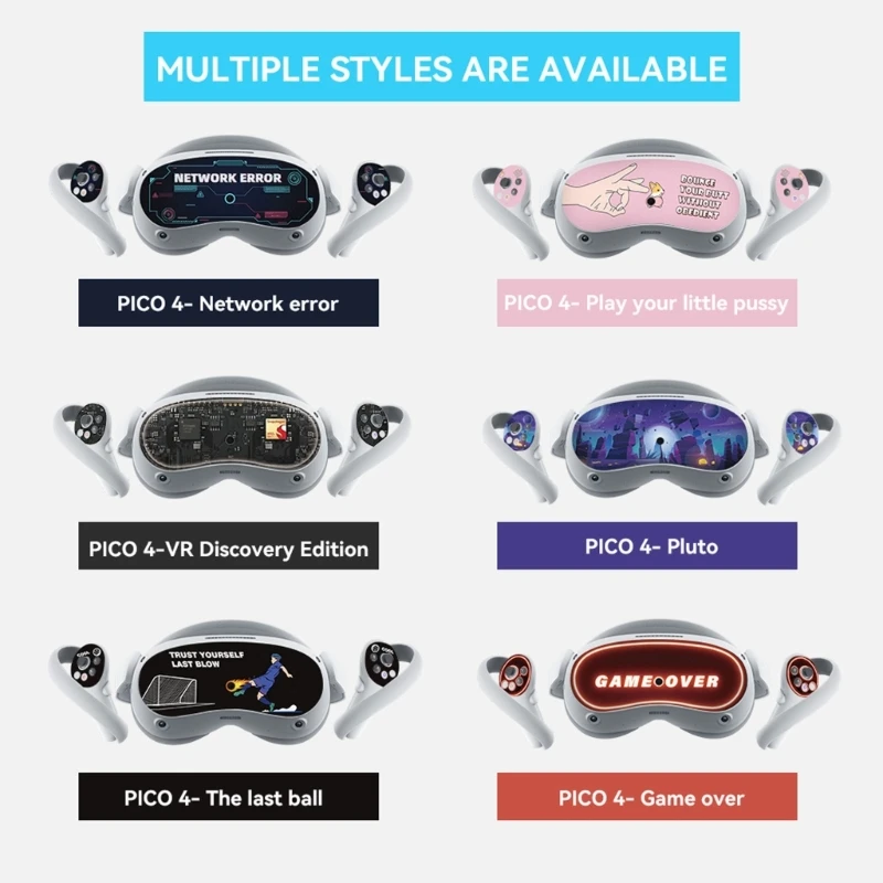 

D0UA Protective Decal VR Glasses Stickers Set for Pico 4 VR Headset Decal Skin Decoration Virtual Reality Decal Skin