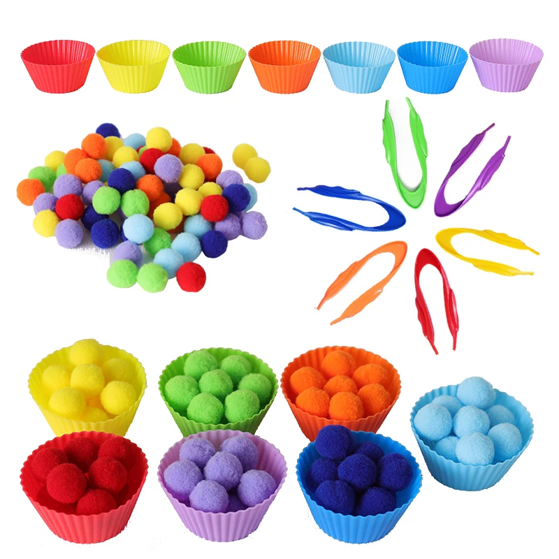 

Counting Pompoms Kids Sorting Bowls Toddler Learning Activities Preschool Early Educational Montessori Fine Motor Skills Toys