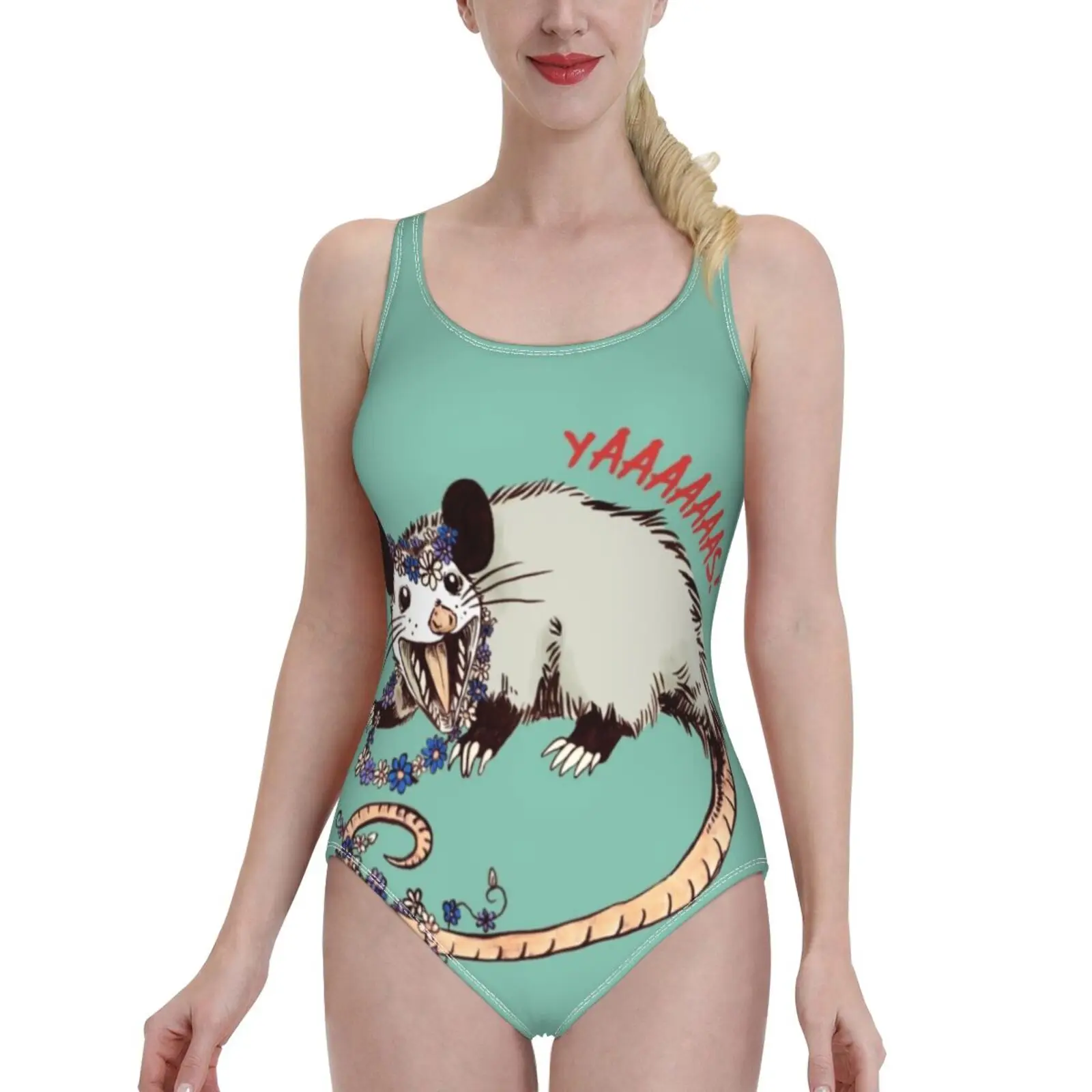 

Ромашка, цепочка Opossum Possum Yaaaas! Сексуальная одежда для плавания с принтом, Женский цельный купальник, Женский Монокини, купальный костюм, одеж...