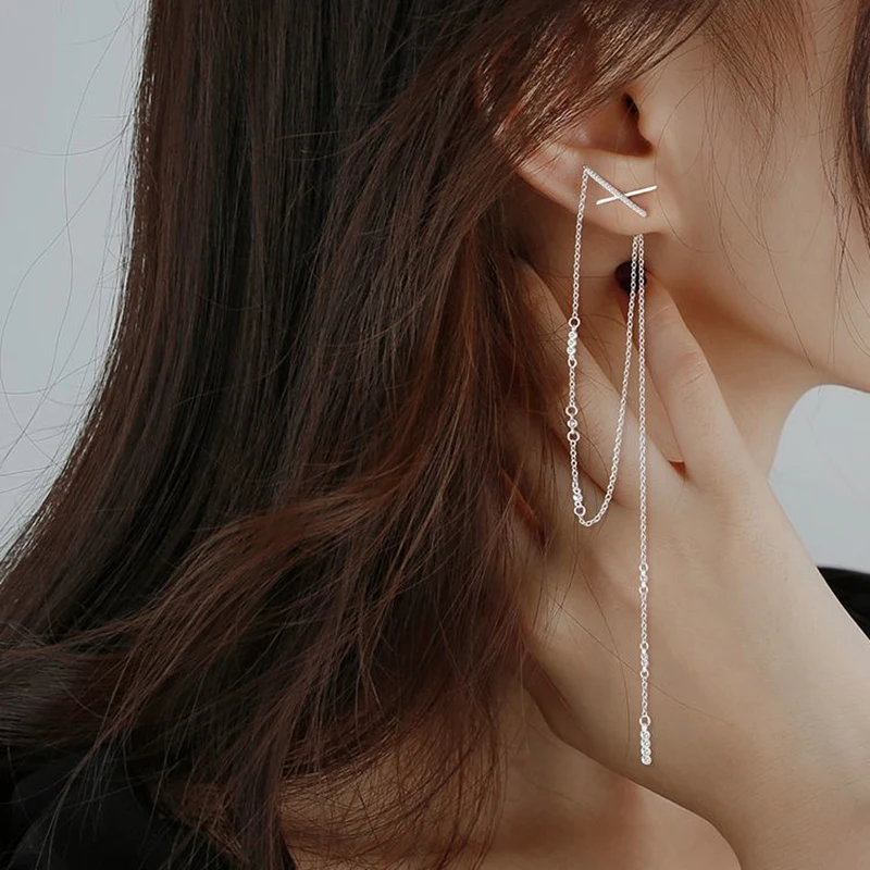 

Золотые и серебряные женские серьги с кисточками, минималистичные глянцевые серьги-кресты, характерные серьги, свадебные украшения, аксесс...