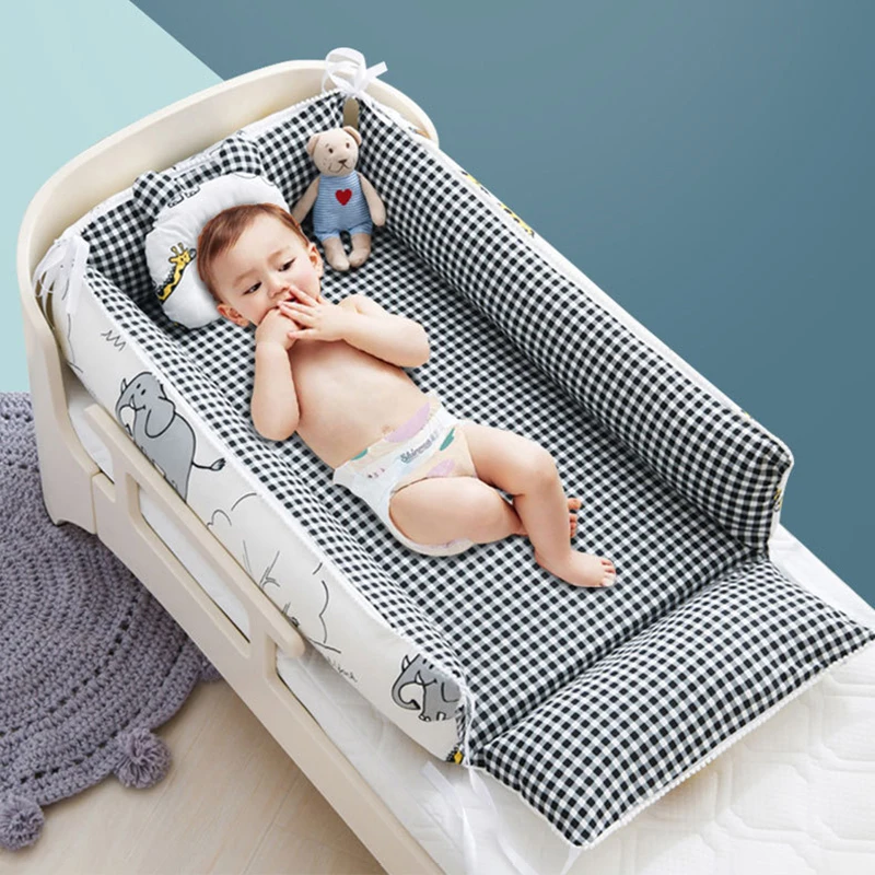 Portable Baby Nest Cotton Newborn Crib Bed Travel Cot with Pillow Bedding Set Bassinet Baby Accessories Infant Sleeping Pod 0-12