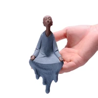 Ceramic Little Monk Figurine Little Monk Figures Small Buddha Monk Statue Desktop Decorative Sculpture for Home Creative Gift
