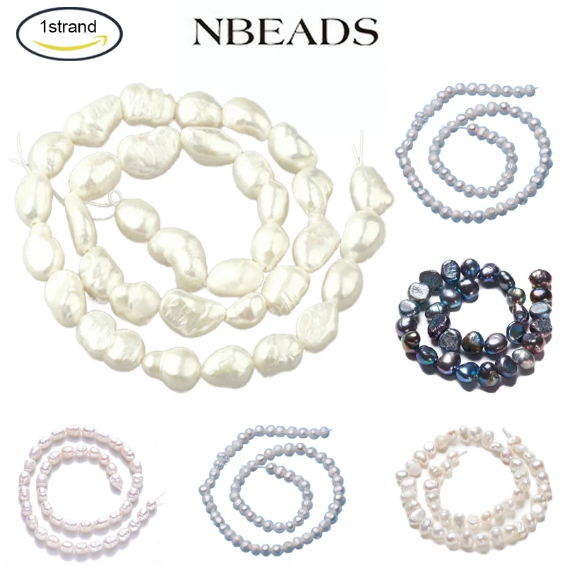 

1 Strand Baroque Pearl Cultured Freshwater Pearl Beads Strands Two Sides Polished Nuggets Slate for Jewelry Earrings Making