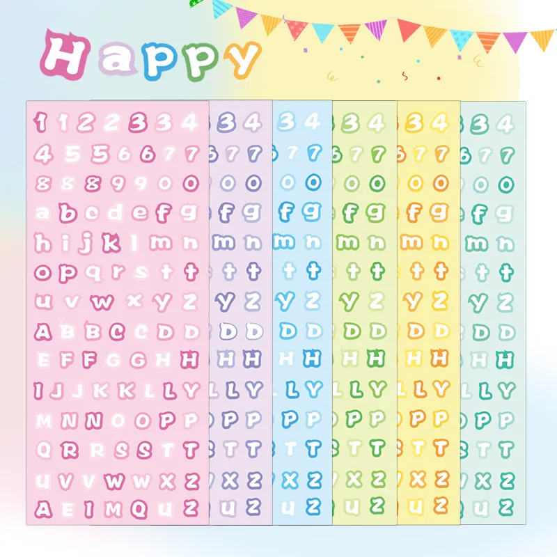 

12 Sheets Alphabet Dots Stickers Scrapbook Stickers Colorful Decorative Adhesive Sticker Decoration Labels