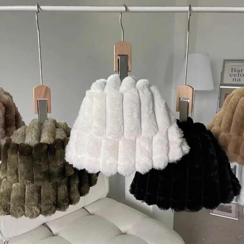 Женская плоская Панама в полоску шапка из меха кролика теплая зимняя шапки для