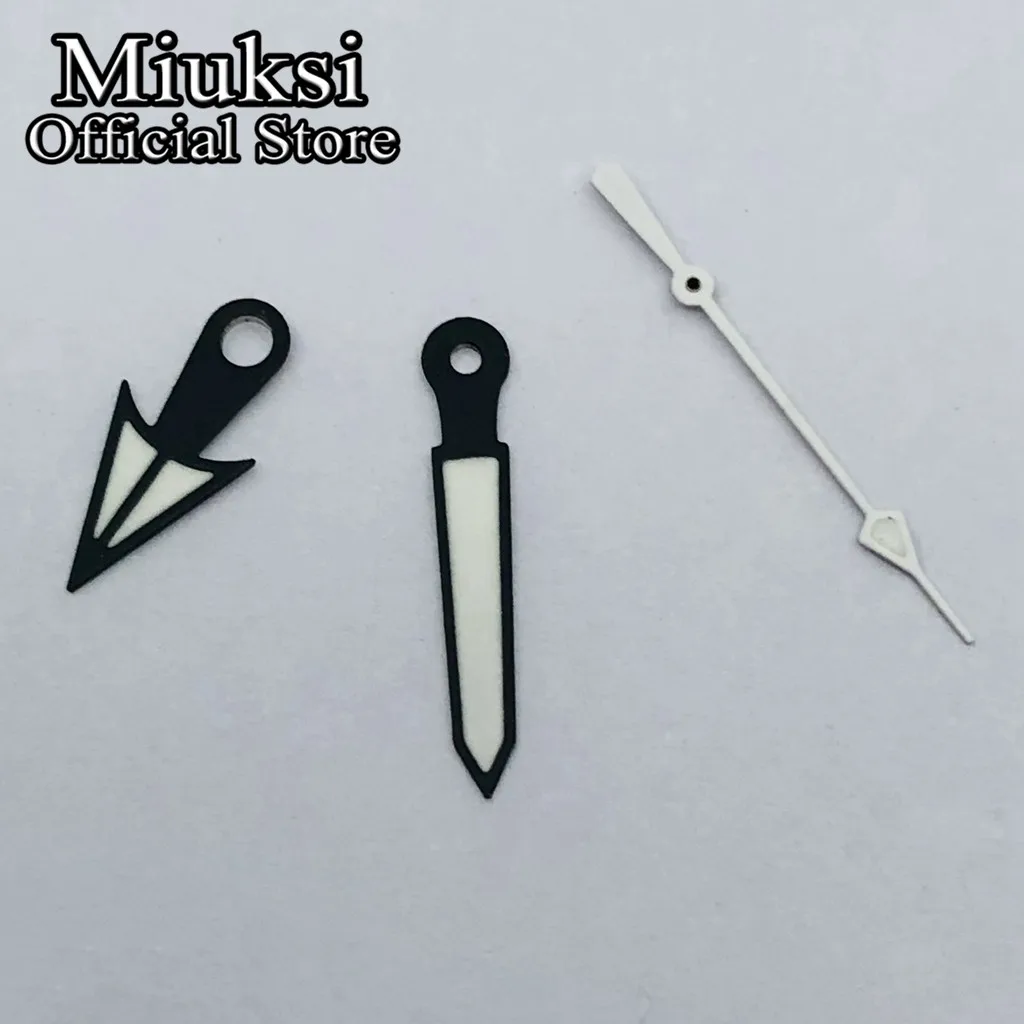 

Miuksi black white watch hands green super luminous hands fit NH35 NH36 movement