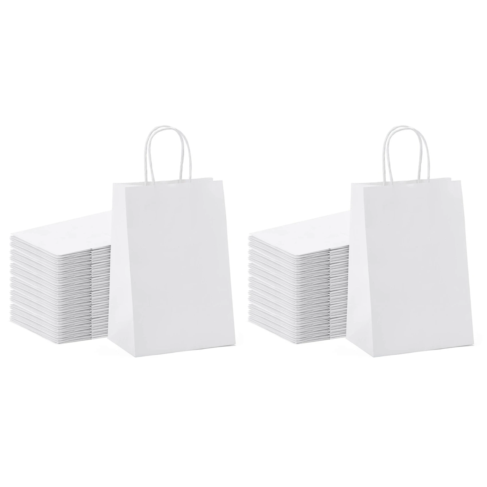 

Kraft Paper Bags 50Pcs 5.9X3.14X8.2 Inches Small Paper Gift Bags White Paper Bags with Handles Paper Shopping Bags