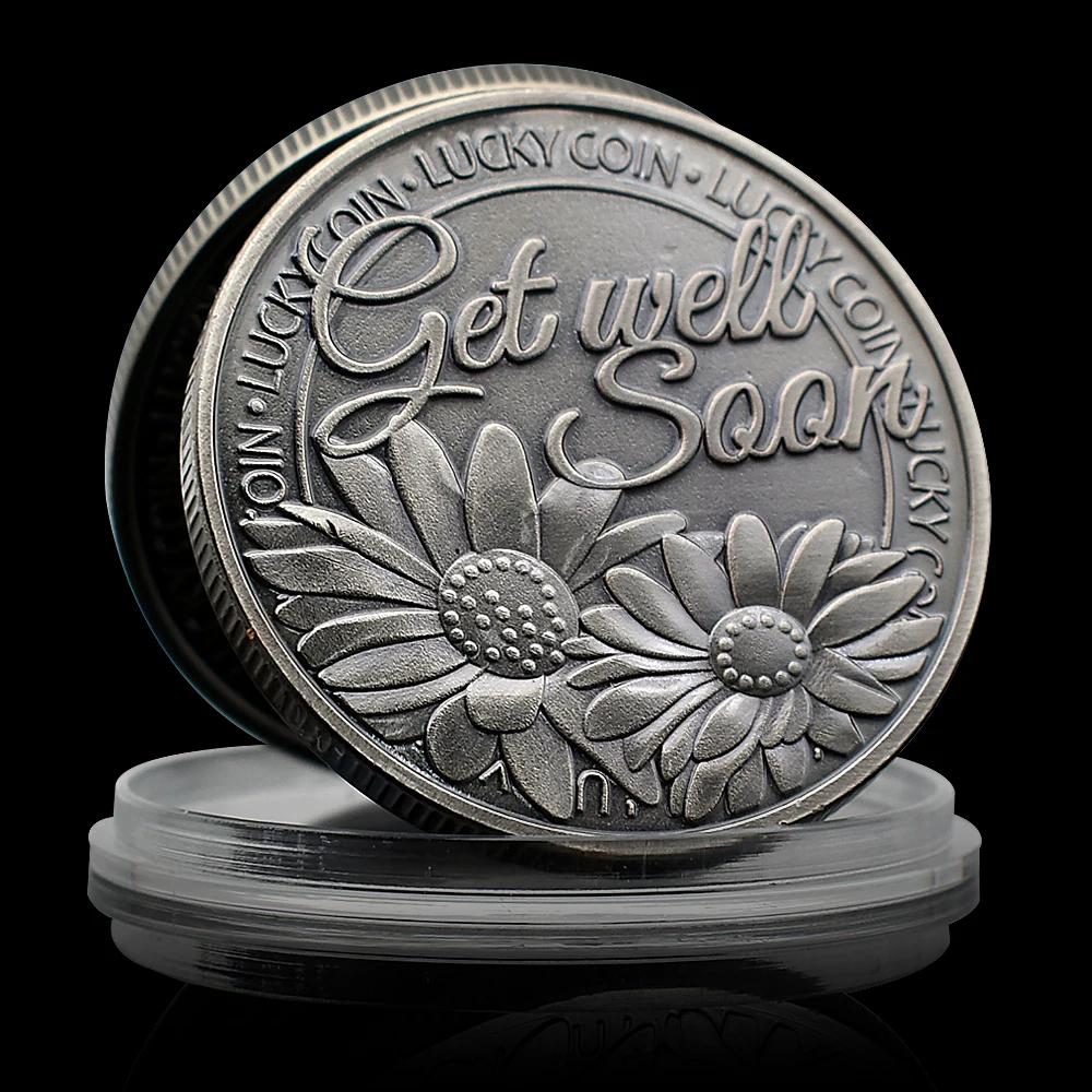 Счастливая монета на удачу, памятная медаль в виде четырехлистного клевера, лечебная монета в форме сердца, коллекционные предметы, праздничный подарок