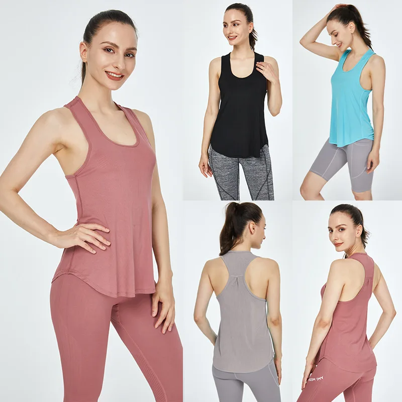 

Women Tank Tops Summer New Solid Color Loose Yoga Tank Top Fitness Gym Running Vest Quick Dried Breathable Sleeveless Sports Top