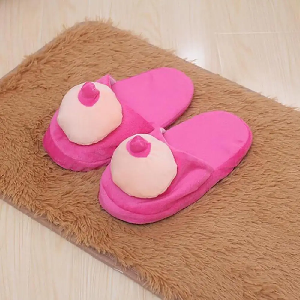 

Funny Sexy Women Slippers Warm Plush Home Slipper Breast Penis Pattern Women Men Cozy Soft Flat Floor Indoor Soft Silent Slides