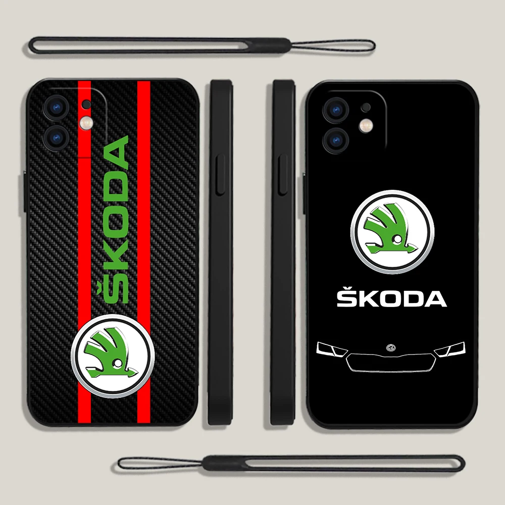 

Super Brand Car Design-SKODA Phone Case For Xiaomi Redmi Note 12 11 11T 10 10S 9 Pro Plus 10C K40 K50 K60 4G 5G With Hand Strap
