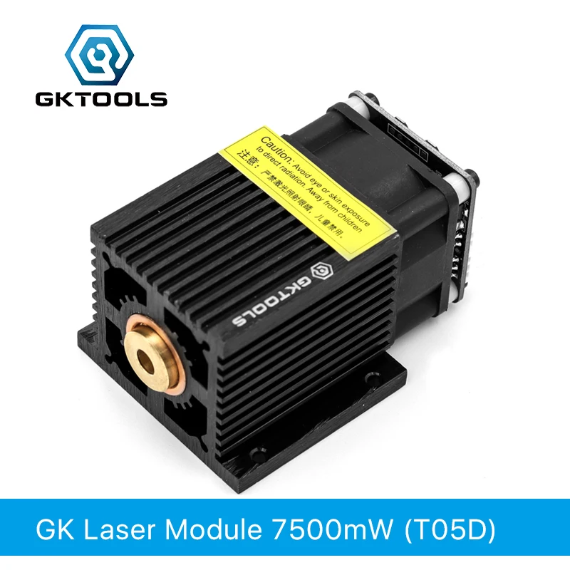 Лазерный модуль GKTOOLS FB05D7500mw, 7500 нм, МВт, 12 В с фиксированным фокусом, диодный, TTL /PWM, маркировочная нержавеющая сталь, «сделай сам», лазерный гравер, резак