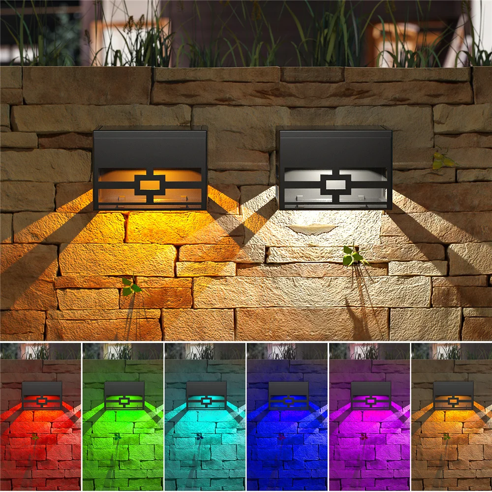 

New Solar Outdoor Wall Light Waterproof Outside LED Solar Powered Light Lamp for Fence Pathway Yard Stair Pool Step Garden Decor