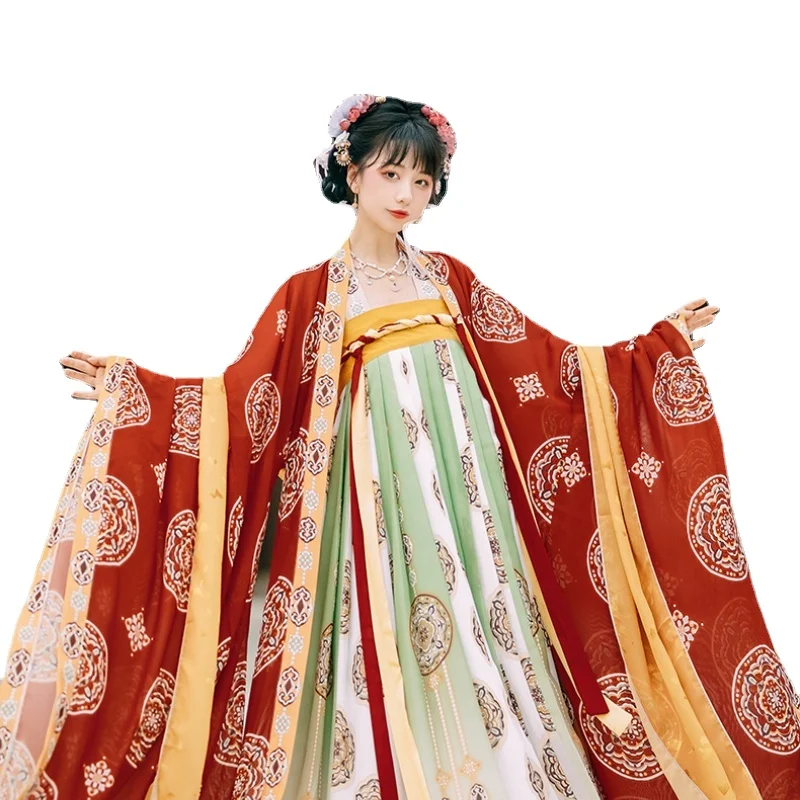 

Traditional Festival Outfit Embroidery Ancient Folk Stage Tang Dynasty Clothes for Women Fairy Hanfu Chinese Dress Traditional
