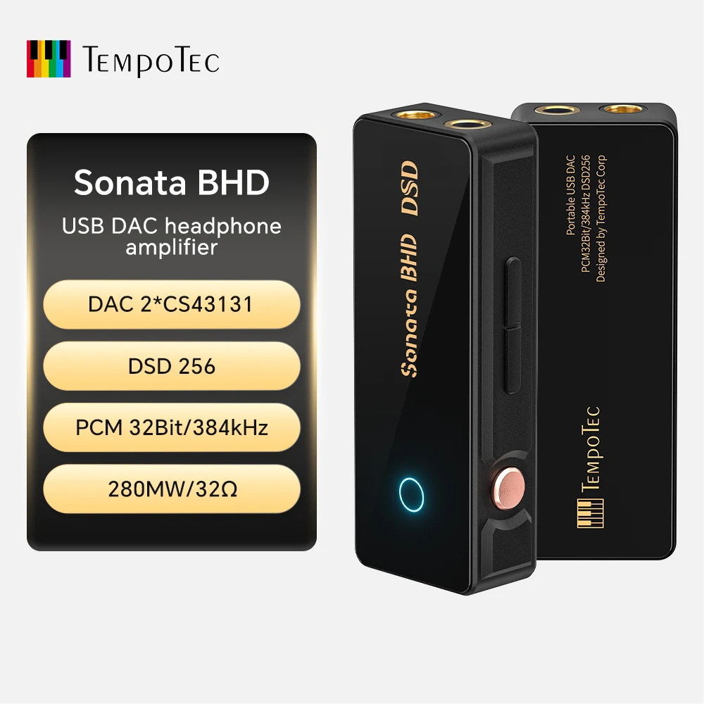 TempoTec Sonata BHD Портативный ключ Type-C ЦАП AMP 4 мм/ 3 5 мм DSD256 PCM32Bit/384 кГц