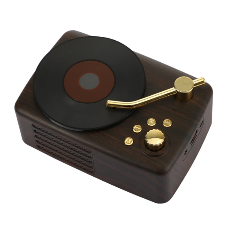 

New T12 Retro Vinyl Wireless Bluetooth Audio Mobile Phone Computer Phonograph Wooden Bluetooth Speakers