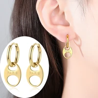 jinse stainless steel hoop earrings for women fashion jewelry punk gold metal huggies letter paris pendientes bijoux femme gifts