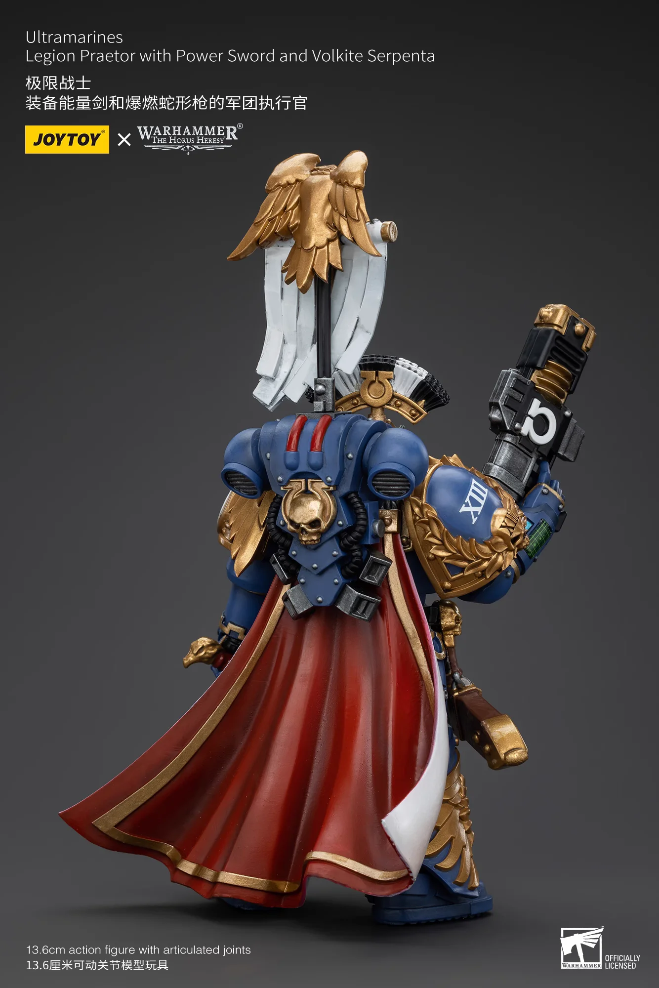 Фото 【JOYTOY】Warhammer 40K 1/18 Аниме-фигурка Ultramarines Legion Praetor с мечом Power Sword и Volkite Serpenta, высота 136 мм №5