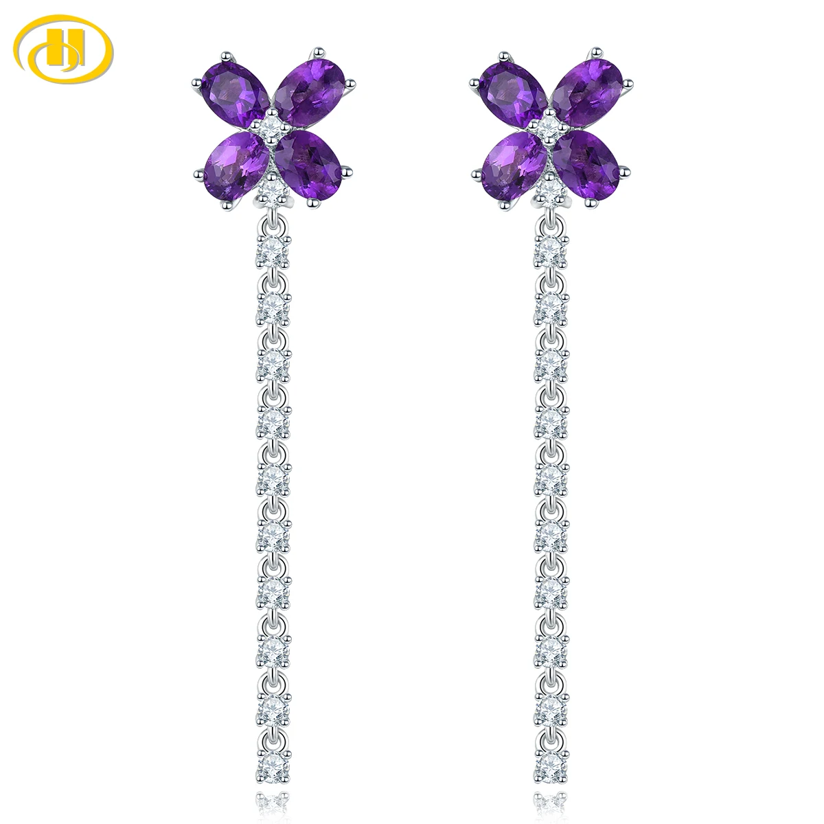 

Женские серьги из серебра 1,8 пробы, с натуральным аметистом