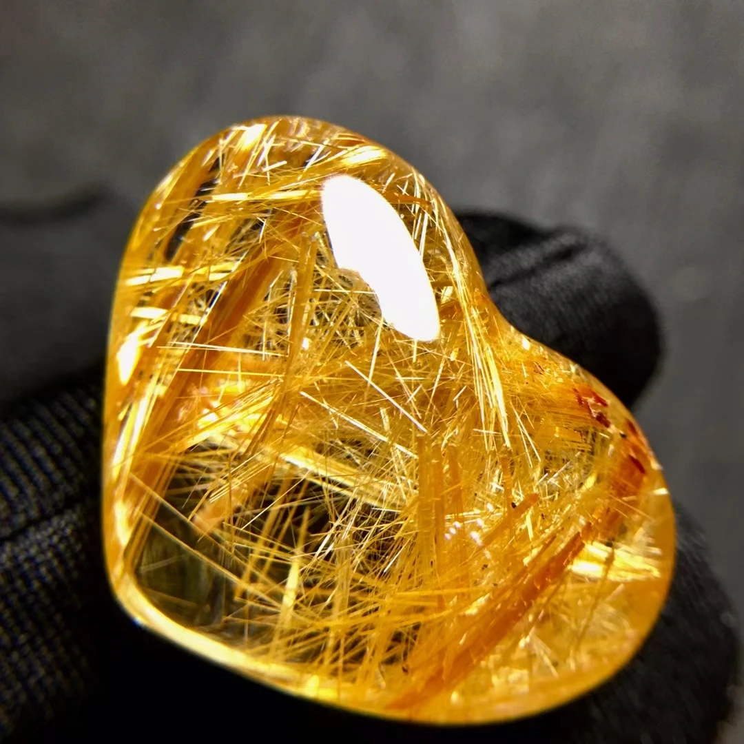 

Natural Gold Rutilated Quartz Heart Pendant Necklace 27.6*20.8*11.6mm 18K Gold Yellow Rutilated Jewelry Women Men Brazil AAAAAAA