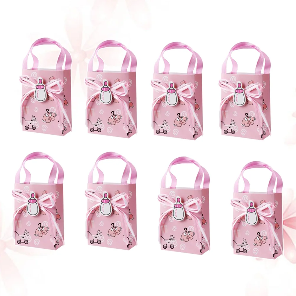 

12pcs Baby Gift Bag Baby Shower Paper Gifts Box Mini Tote Candy Bag Christening Decoration Party Favors Kraft Paper Gift Bags