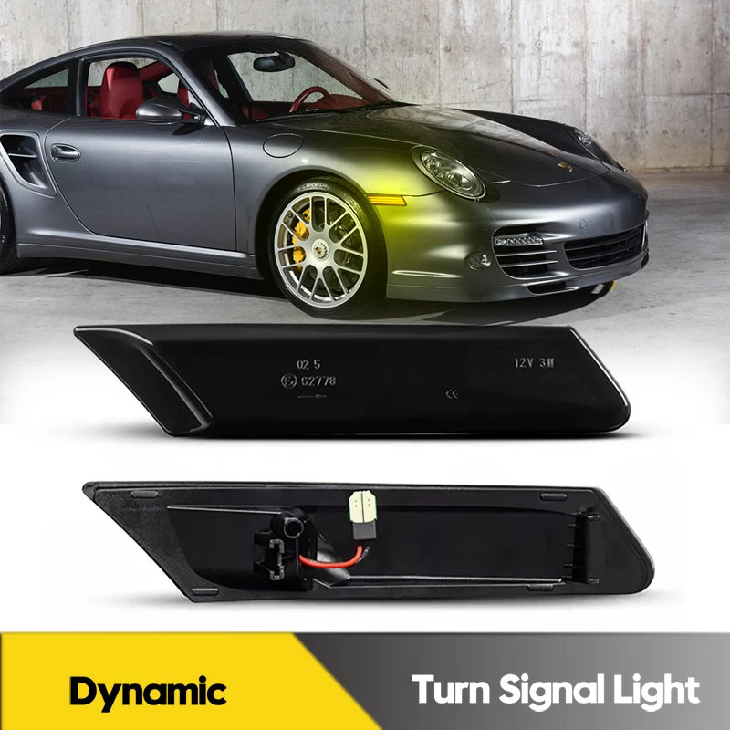 

2Pcs Dynamic LED Side Marker Lights Turn Signal Blinker Indicator Lamps For Porsche 911 997 Boxster Cayman 987 GT3 GT2 Canbus