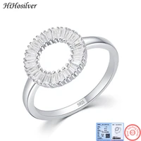 hihosilver round square zircon jewelry real 925 sterling silver ring for women trendy accessories wedding gift girl hh21111