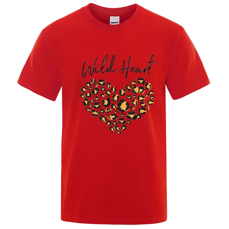 

100% Cotton T-shirt Graphic T Shirt Spirit Brave Soul Women Short Sleeve Leopard Love Tshirt Valentine's Day Heart Woman Tee