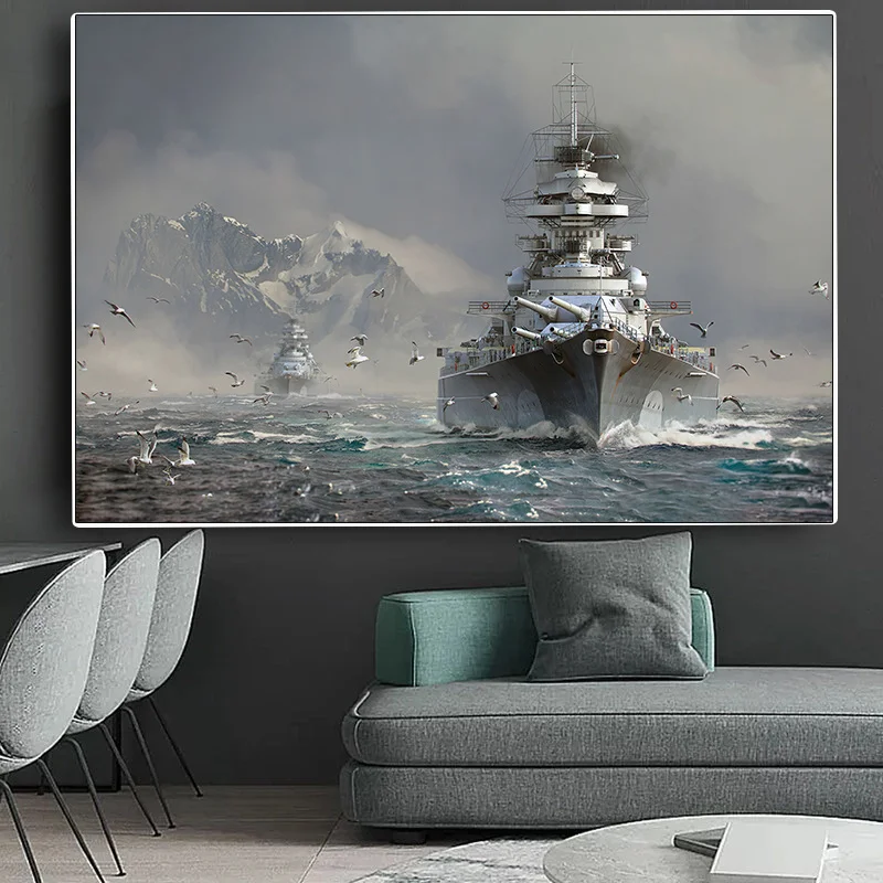 Bismarck класс линкор холст живопись плакаты Печатный мир боевых кораблей настенные