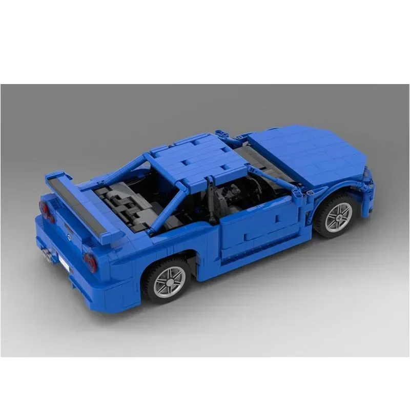 MOC- 174789 R34 Синий Суперкар Сборка Строительный Блок Модель1089Запчасти для
