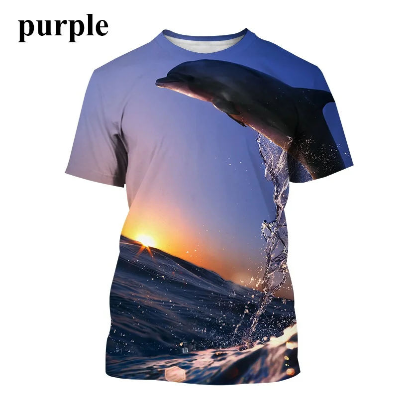 

Summer New Fashion Exotic Animal Short-sleeved Hip Hop Top 3D Printed Ocean Cartoon Dolphin T-shirt