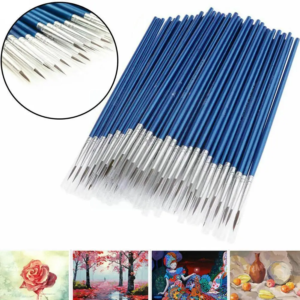 

100 Pcs/set Watercolor Gouache Paint Brushes Stroke Painting Line Set Hair Pen Brush Art Supplies Painting K4q9