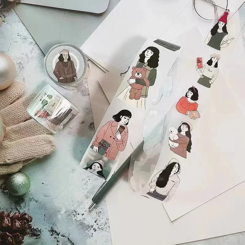 

StarLululu Vintage Missing Season Girl Washi PET Tape Planner DIY Card Making Scrapbooking Plan Decorative Sticker