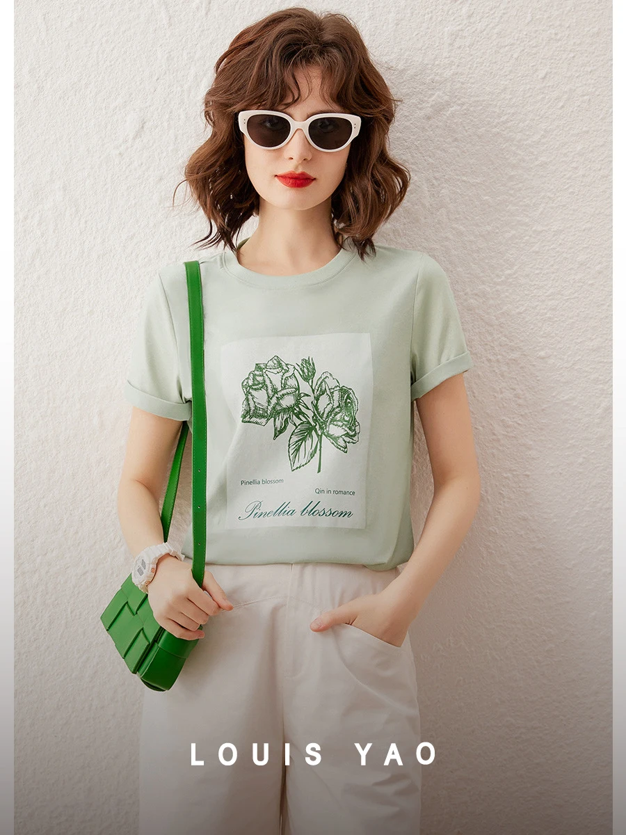 Женская футболка с круглым вырезом и коротким рукавом свободного покроя