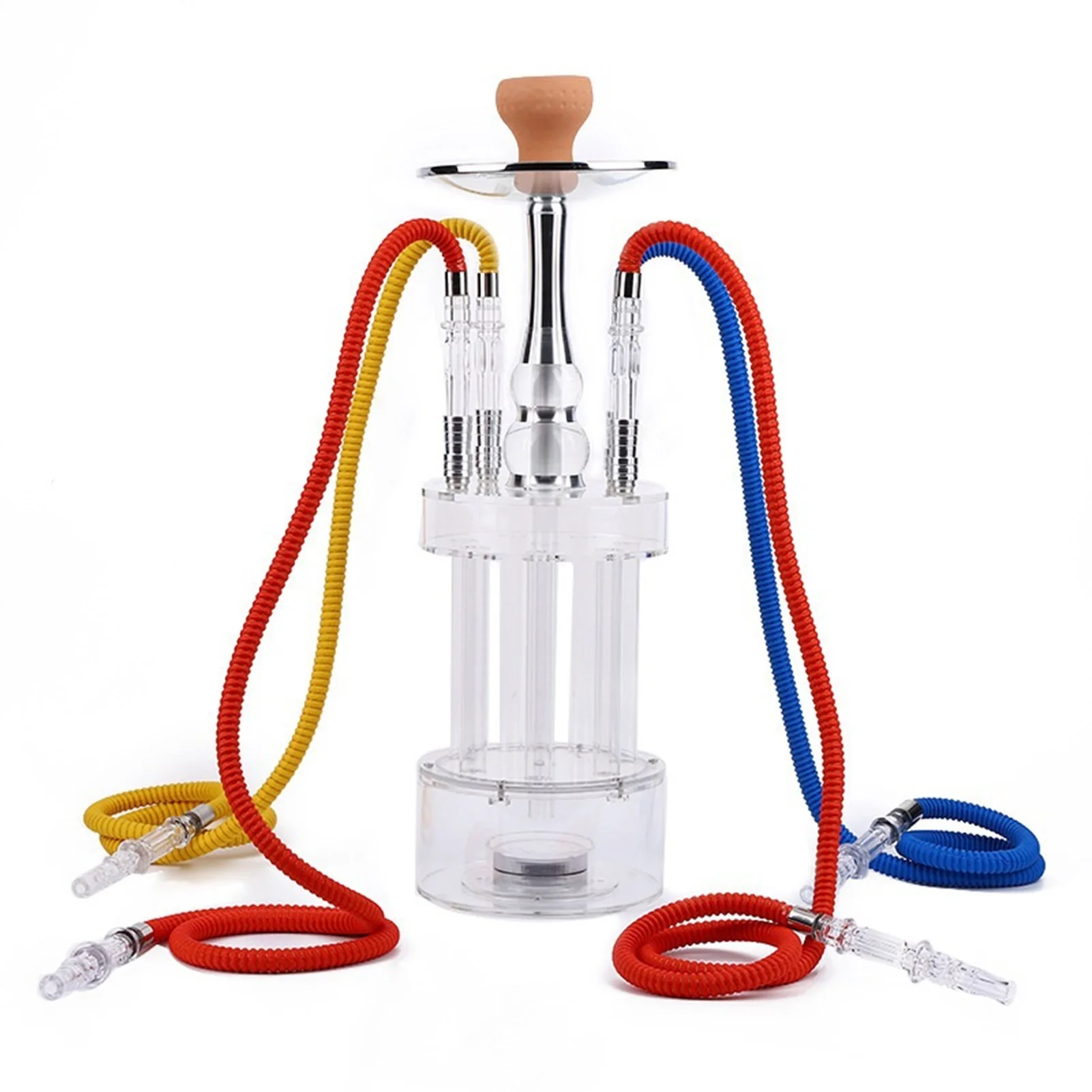 

4 Hose Hookah Set, Modern Acrylic Big Shisha With Diffuser Magical Remote LED Light, Narguile For Homes, Bars, Clubs, Parties