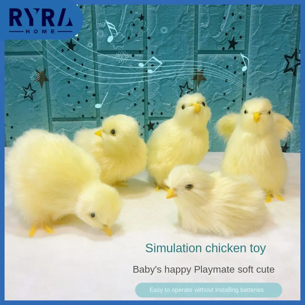 

Simulation Plush Chick Realistic Furry Animal Figurine Chicken Model Figurine Children Cognition Easter Ornament Home Decor