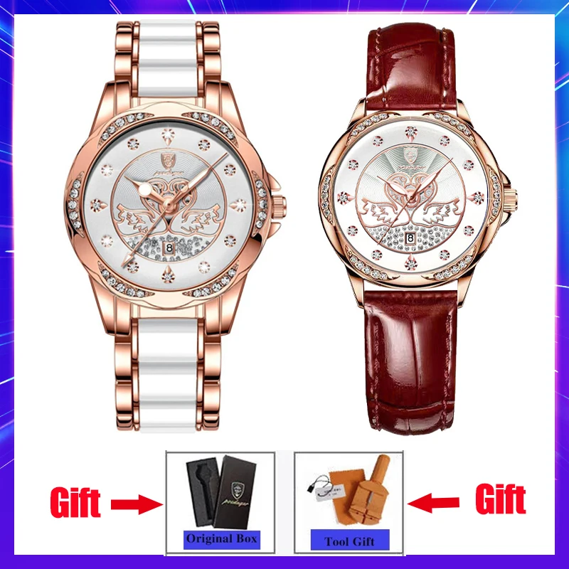 Fashion Women Watch Diamond Romatic Gift Leather Relogio Feminino Waterproof Stainless Quarzt Wristwatch Luminous Reloj Mujer