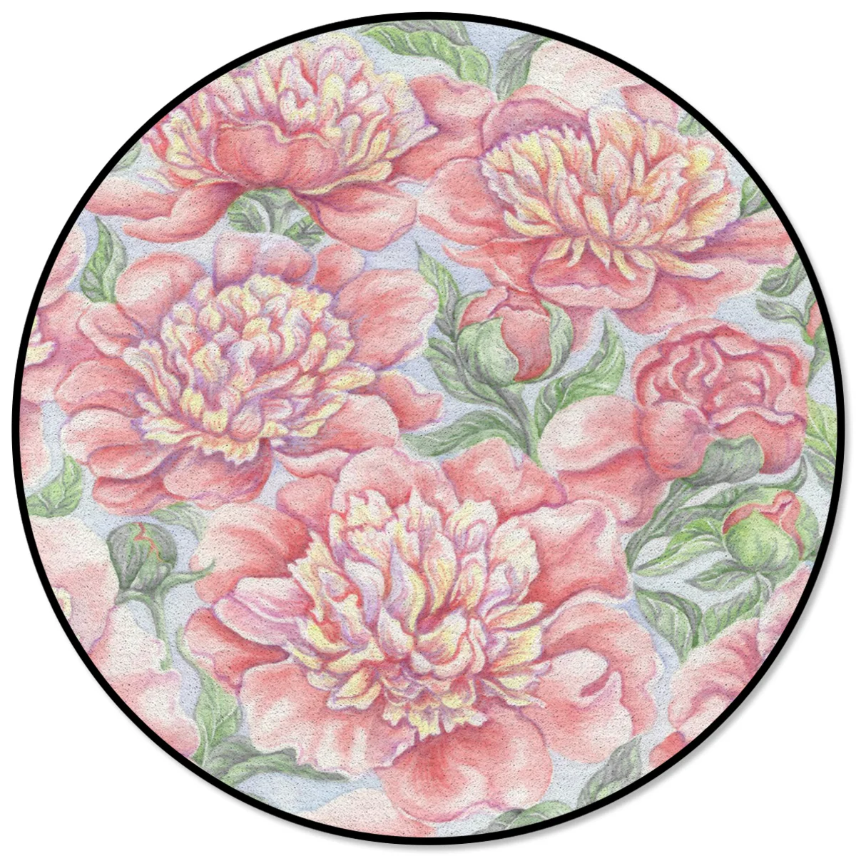 

Peony Flower Watercolor Circle Rug Area Rug Large Carpets For Bed Room Rugs And Carpets For Home Living Room Bedroom Decor