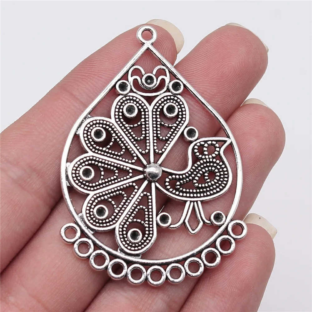 

4pcs 55x38mm Antique Silver Color Earring Connector For Earring Making For Jewelry Making B15127