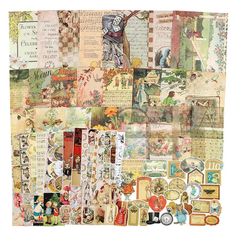 

100 Pcs Vintage Scrapbook Supplies Pack For Junk Journal Art Trash Magazine Ephemera Planner Sticker