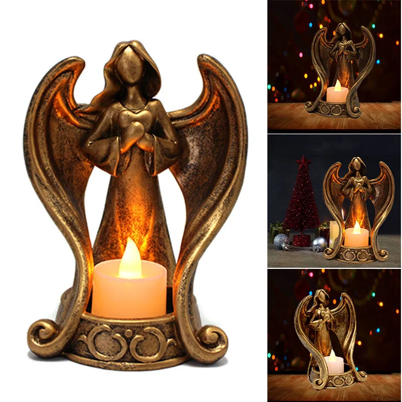

Simple Angel Candlestick Resin Crafts Personalized Desktop Ornament for Home Bedroom Living Room Figurines Decoration Crafts
